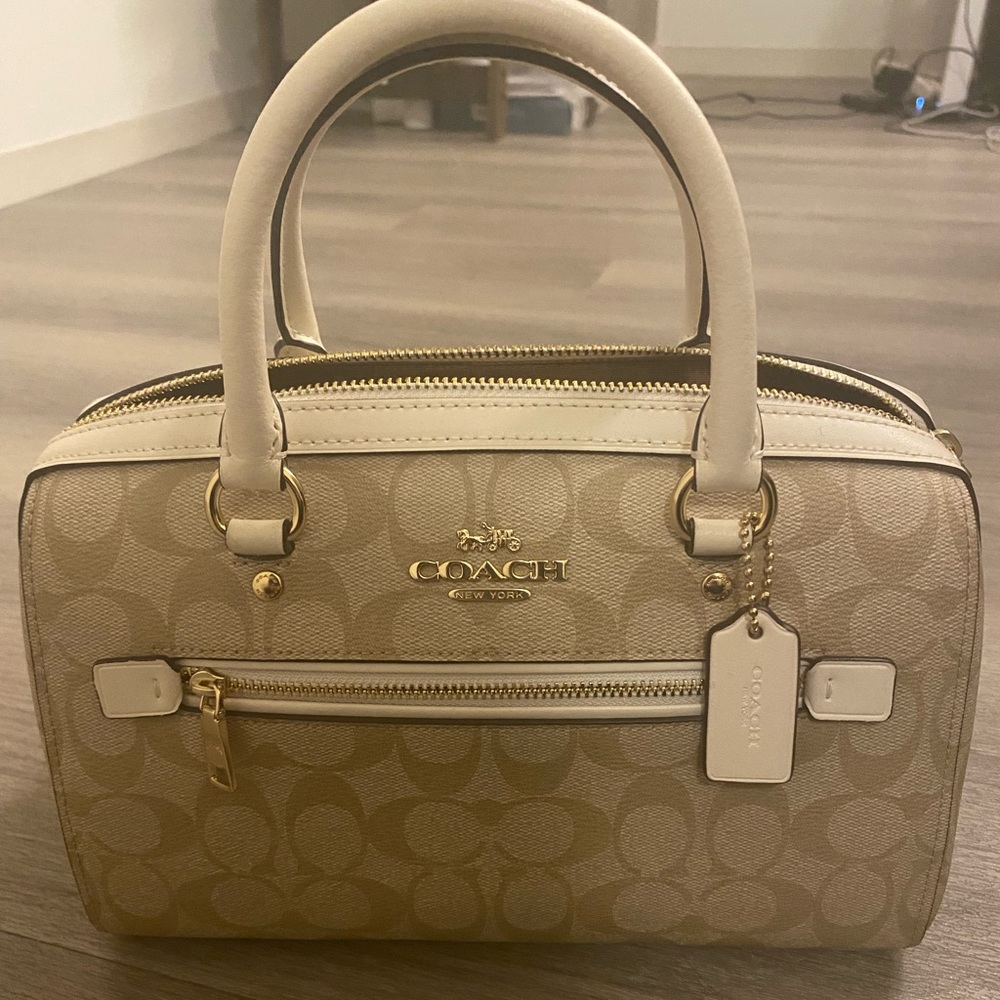 Coach Rowan Satchel in blocked signature canvas bag